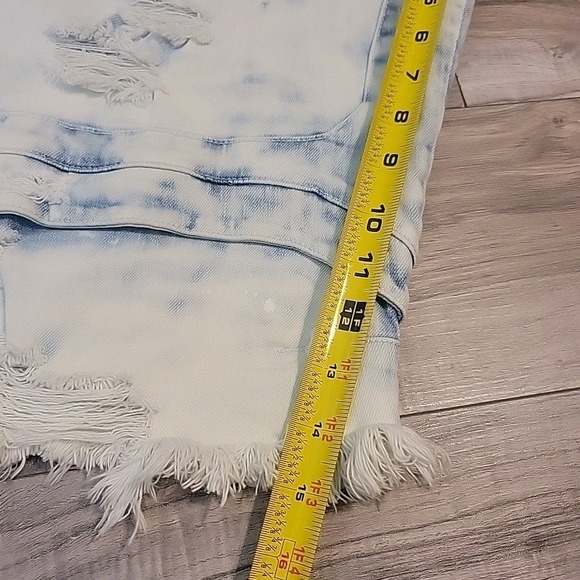 Smoke Rise Bermuda Shorts Mens 40  Blue hip hop Paint Splatter Distressed Denim - Picture 10 of 11